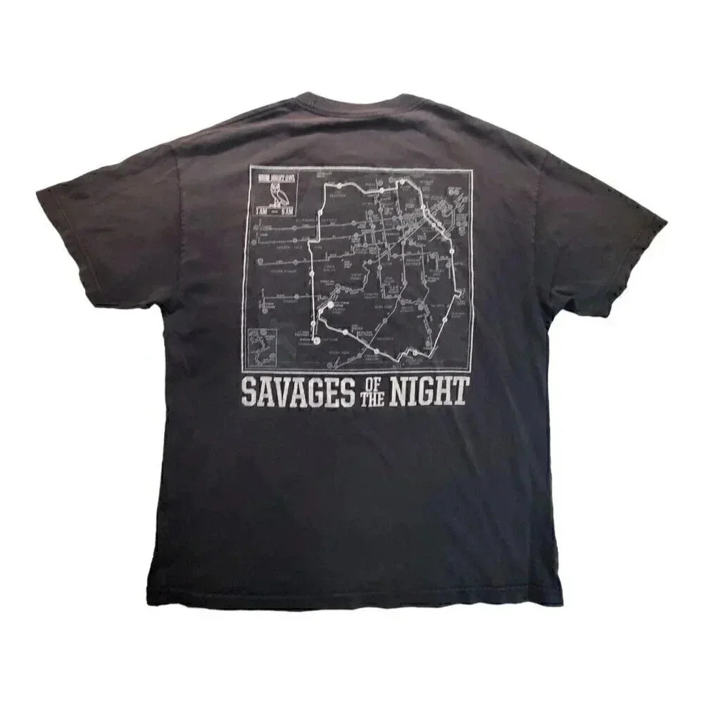 Savages Of The Night 91 Night Owl T-Shirt Men Size XL SAV NOIR Graphic Print Tee